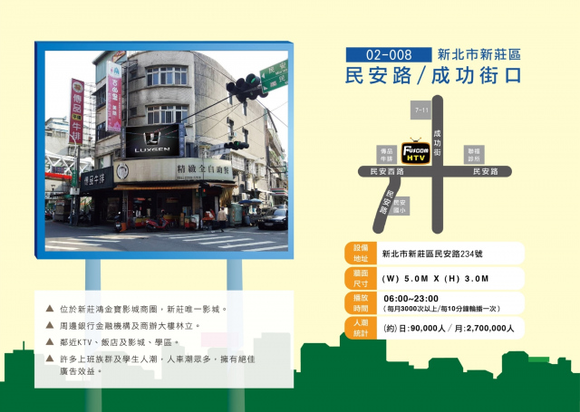 新北市新莊區 民安路成功街口 鴻金寶影城